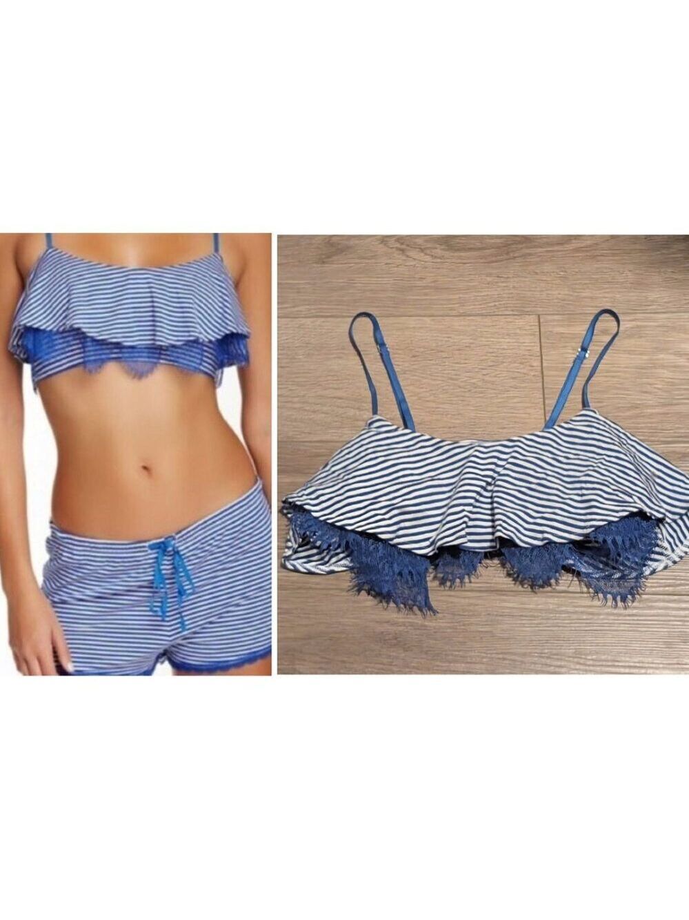 NEW Joe's Jeans | Popover Lace bralette In Blue Stripe
